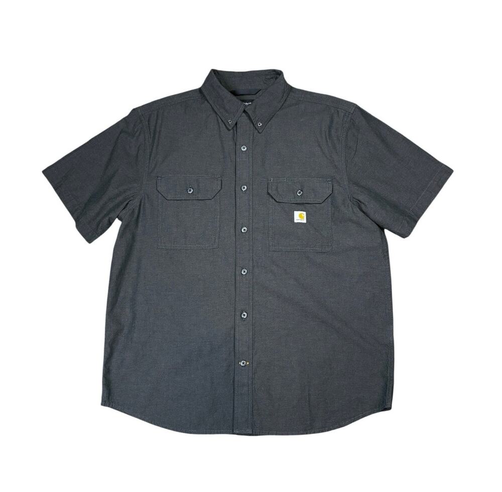 Carhartt Fort Loose Short Sleeve Button Down Shirt Men's Large Black Chambray